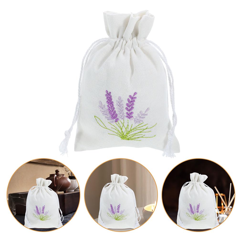 LUOZZY 5pcs Sachet Drawstring Bag Empty Sachet Bag Lavender Embroidered Drawstring Bag Cotton Candy Pouch Delicate Sachet Bag for Wedding Party Supply - 10x14cm