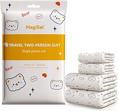 Disposable Bed Sheet Kit, Disposable Bed Sheet Kit for Travel, Sheet Set in No 4 Pieces (1 Fitted Sheet, 1 Flat Sheet, 2 Pillowcases) Soft, Breathable, Hotel and Travel, Portable, 220 x 230 cm