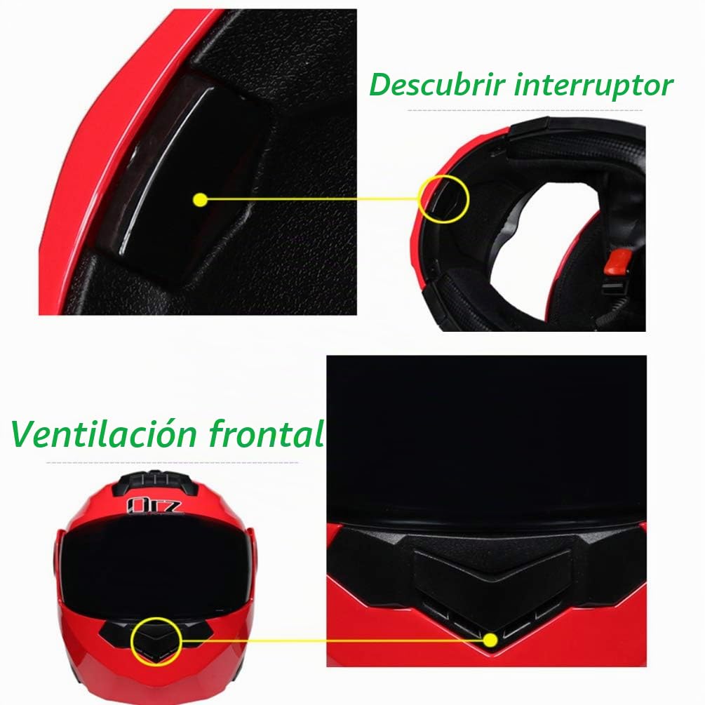 Casco de Motocicleta Visera Doble Doble Visera Casco Modular de Cara ara Motocicleta Bicicleta Scooter Mujer y Hombre (Negro Plateado, 58-59cm)