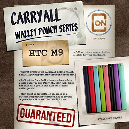 Htc One M9 Wallet Case And Screen Protector, Coveron® [Carryall Series] Protective Wallet Pouch Flip Stand Phone Cover Case For Htc One M9 - Purple & Navy Blue #TOP3