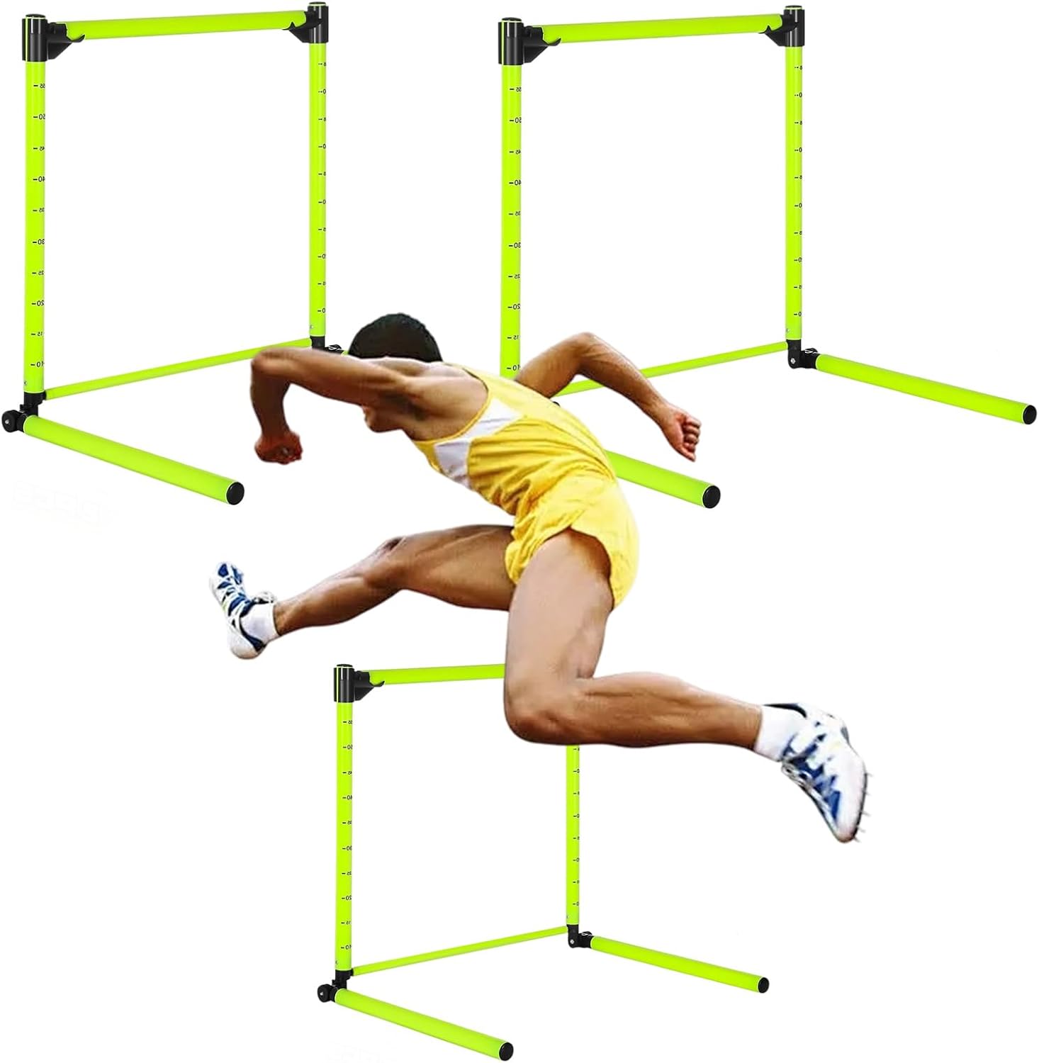 Adjustable Hurdles with Scale 23.62” 2 Pcs Detachable Agility Training Equipment for Track Soccer & Football, Indoor & Outdoor Use, Ideal for Athletic Jumping & Speed Drills