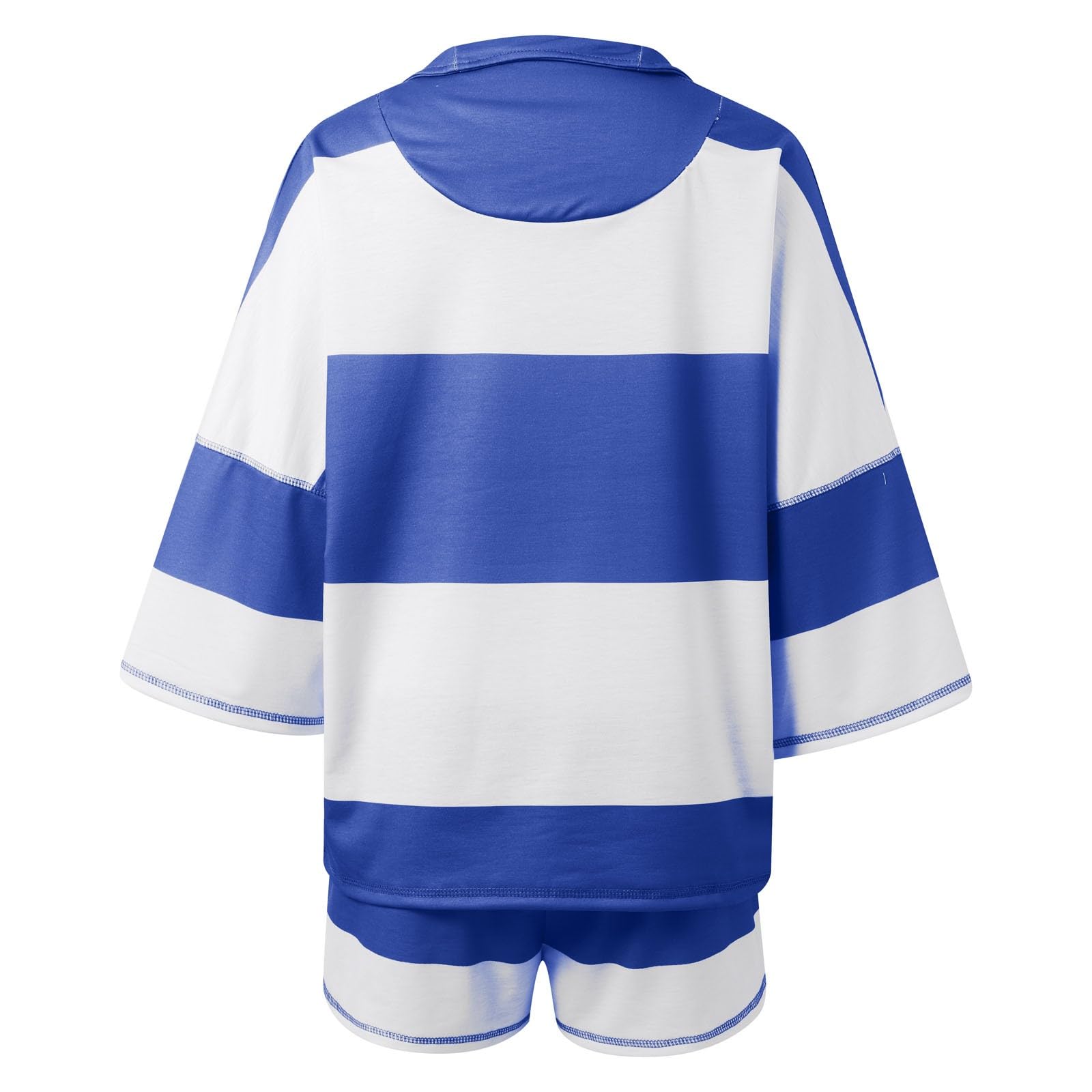 Générique Short élégant pour Femme à Porter au Quotidien. Col en V à Rayures. Parfait pour Les Tenues d'été décontractées. Entretien Facile. Polyvalent pour Les Loisirs et Les Baskets.
