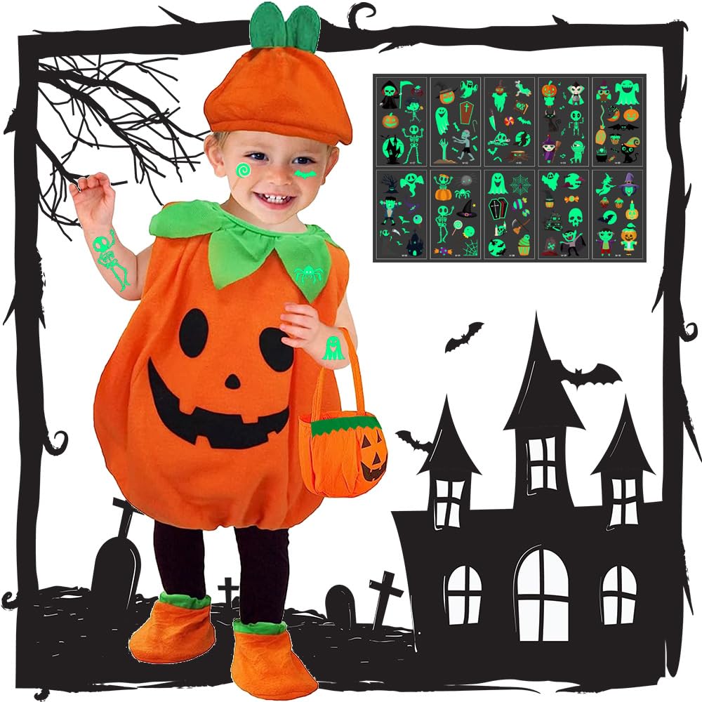 HEYIDAMAI Disfraz de calabaza para niños, disfraz de calabaza, disfraz de Halloween para niños, calabaza, disfraz de calabaza para niños, disfraz de Halloween para niños y niñas para fiestas de