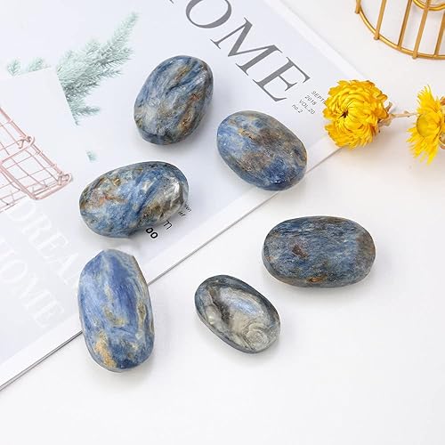 Miniatura 4 de Piedras naturales de cianita Plam, piedra de masaje irregular pulida con bolsillo curativo para equilibrio de chakras, curación de reiki