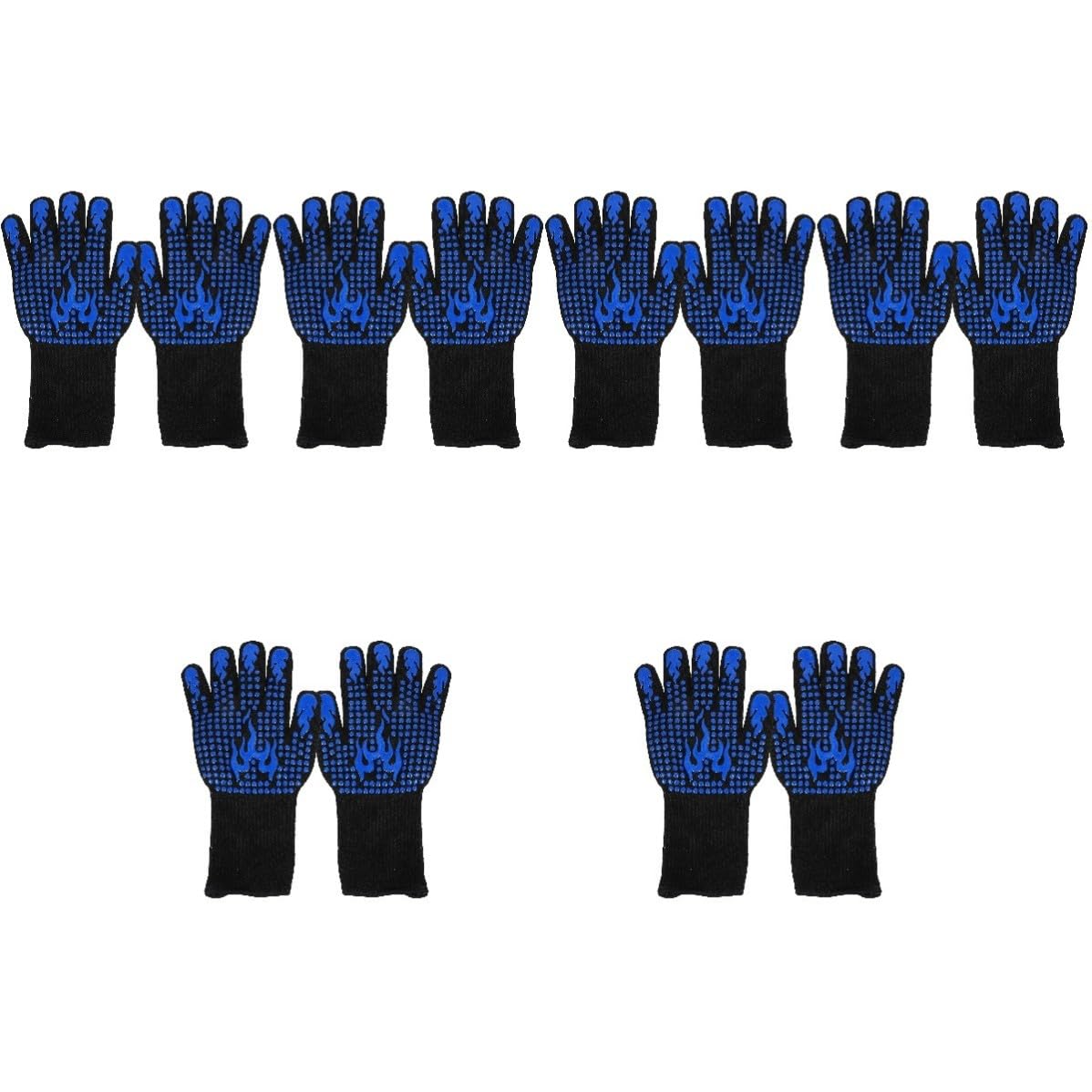 BESPORTBLE 6 Pares Guante de Horno Resistente al Calor de Silicona Azul,
