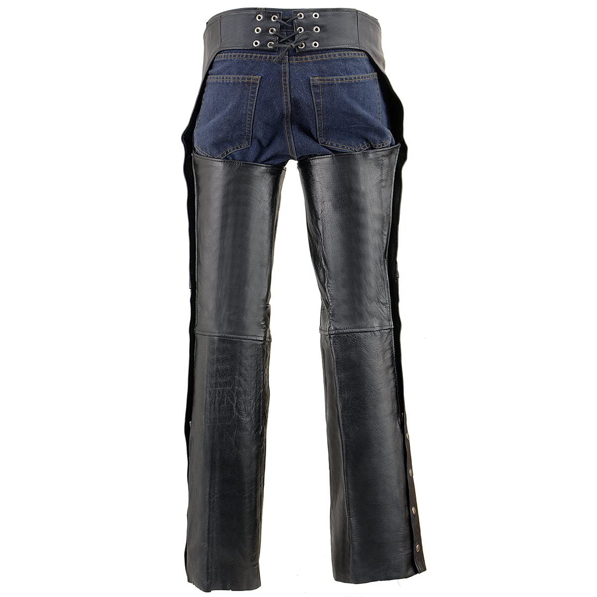 Milwaukee Leather LKM5710 Herren Chaps aus schwarzem Leder mit Netzfutter