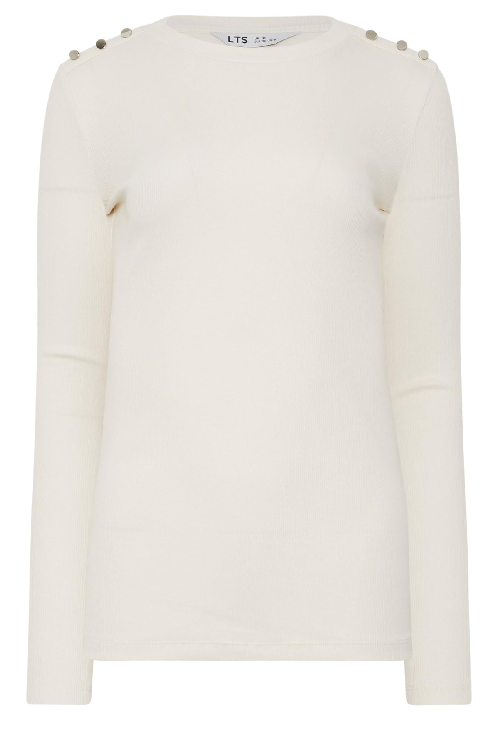 Long Tall Sally Women's Tall Ribbed Button Top in Ivory | Size: 18