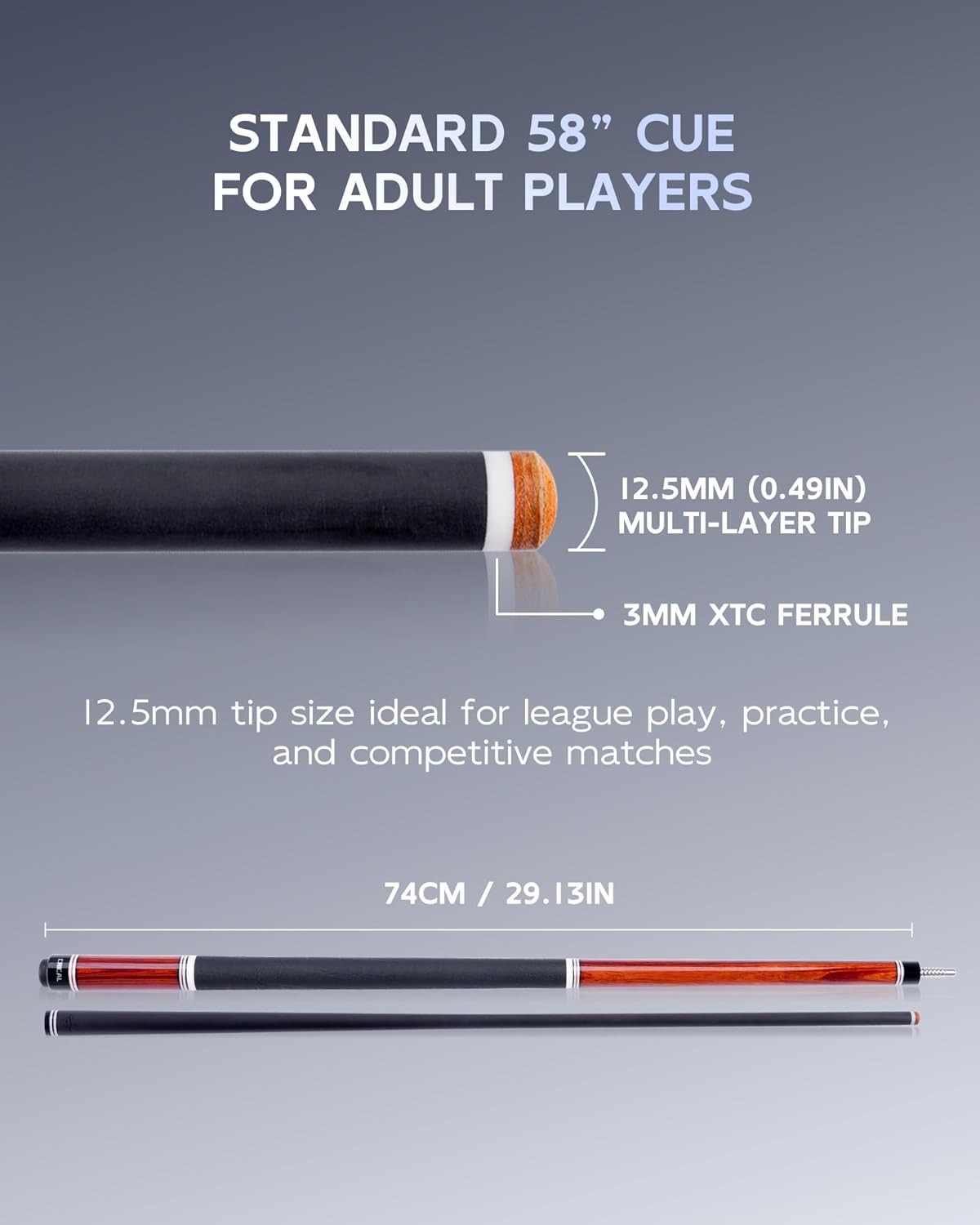 CRICAL Carbon Fiber Pool Cue 58” 19oz Billiard Cue Pro Taper Shaft Low Deflection Pool Cue Stick Professional Hand-Made Inlay Pool Stick with 12.5mm Tip-Competition Level, Ultra-Smooth