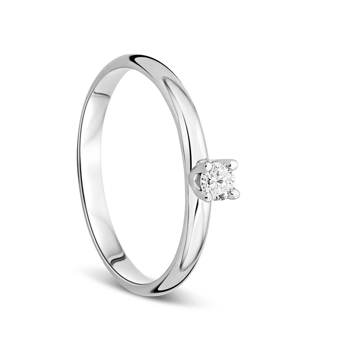 Orovi Anillo Señora Solitario en Oro Blanco con Diamante Talla Brillante 0.10 ct Oro 9 Kt / 375