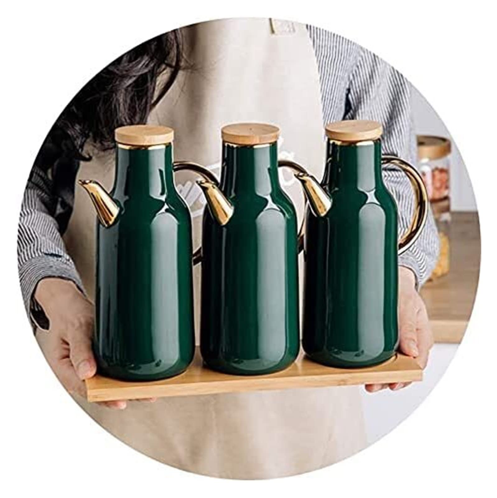 Dozownik oliwy z oliwek i octu butelki Cruet, 800 ml ceramiczny garnek do oleju butelka przyprawowa butelka octu butelka sosu sojowego na oliwę z oliwek, ocet, olej chili, musztarda O (kolor: jeden ka