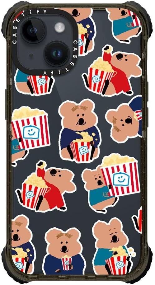 CASETiFY Ultra Impact iPhone 14 Case [Strong Slim / 11.5ft 5X Militray Grade Drop Protection] - Snack Bar Attack - Clear Black