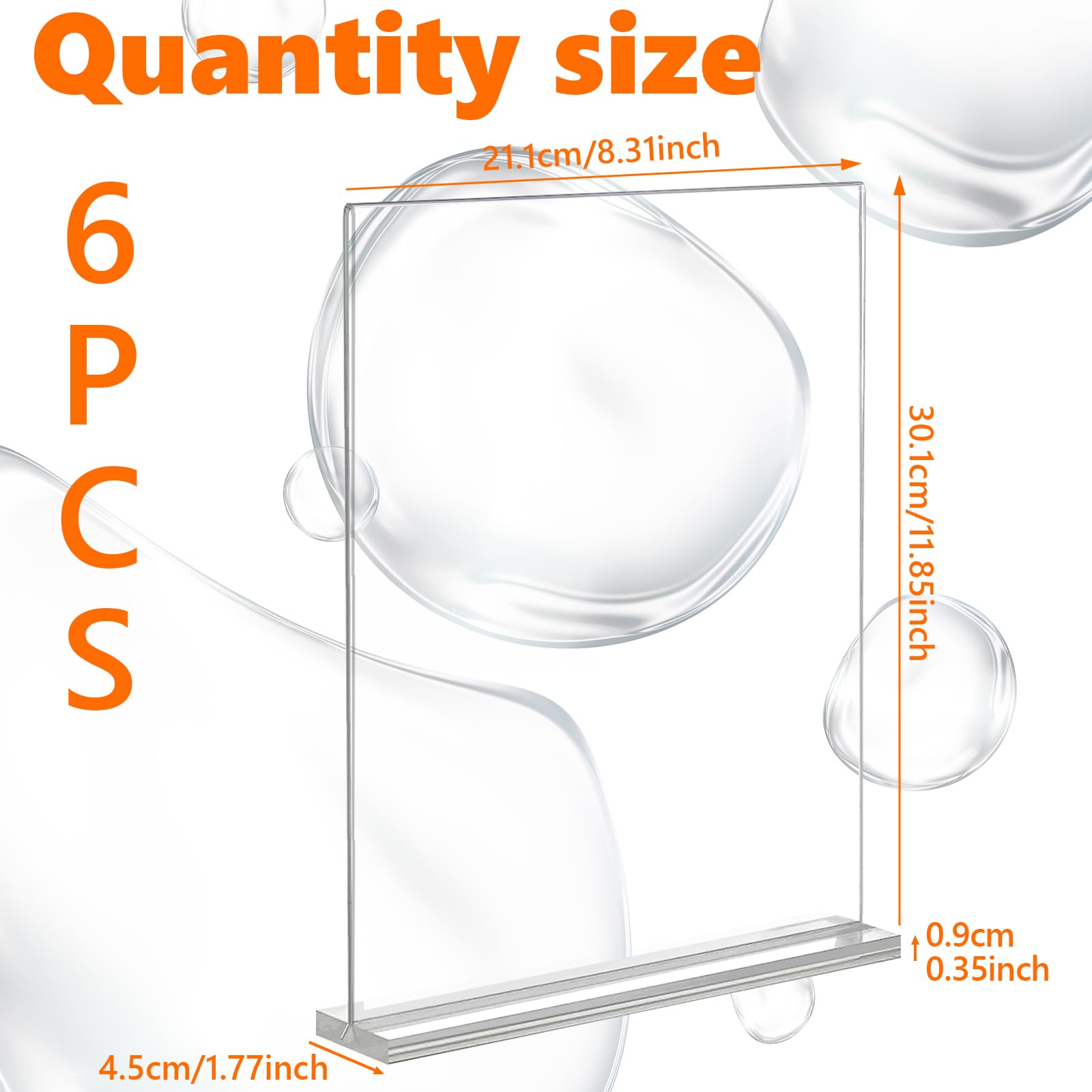 Zefphxs A4 Acrylic Sign Holder, 6 Pcs Clear Double Side Menu Holders, A4 Display Stand Perspex Display Stands for Poster, Restaurant, Office, Exhibition, Store - Image 2
