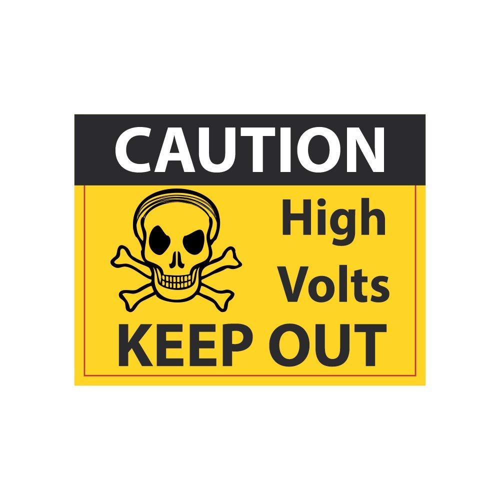 Anne Print Solutions® Caution High Volts Keep Out Stickers Self Adhesive Vinyl Pack of 8 Pcs Size 5.5 Inch X 4.25 Inch* Multicolour