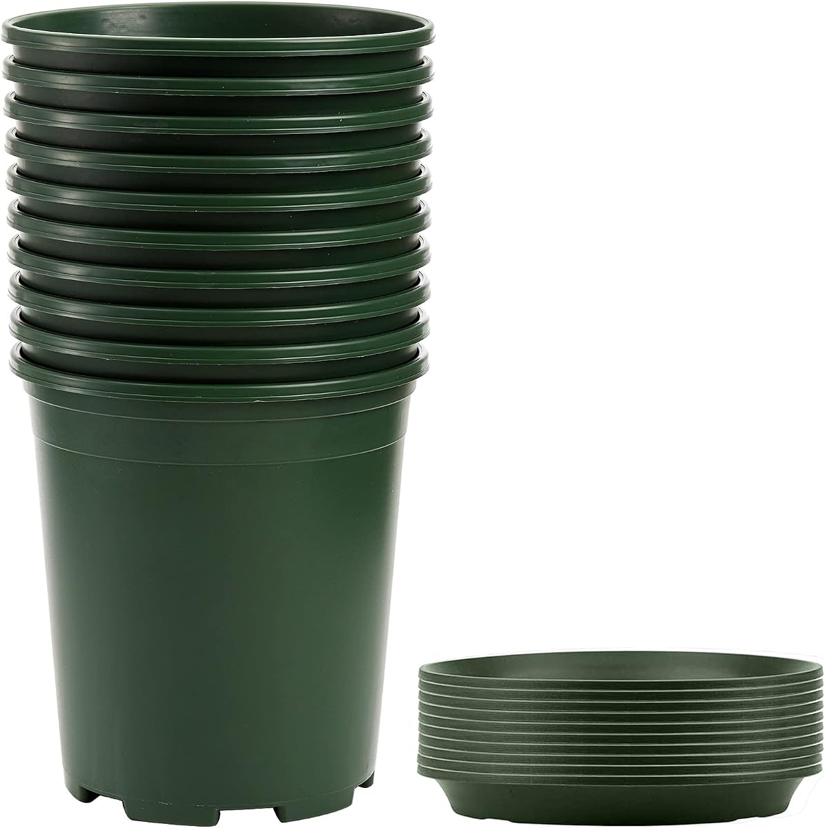Fasmov 10PCS 1 Gallon Durable Nursery Pot Garden Flower Pots Nursery Plant Container Kit with 10 Pcs Matching Pallets