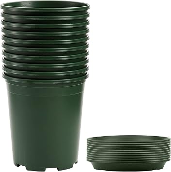 Fasmov 10PCS 1 Gallon Durable Nursery Pot Garden Flower Pots Nursery Plant Container Kit with 10 Pcs Matching Pallets