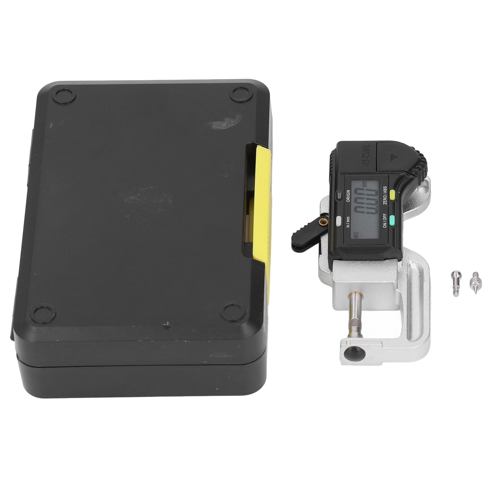 Medidor de Espesor Digital ABS Herramienta de Medición de Espesor Horizontal Desmontable para Papel de Cuero 0-12,7 Mm 0,01 Mm, con Función de Apagado Automático