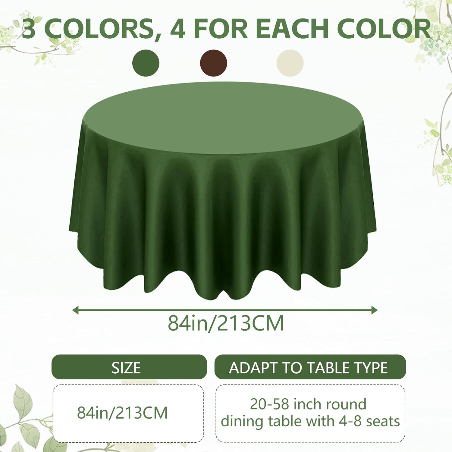 12 Pcs Round Woodland Tablecloths, Plastic Sage Green and Brown Table Cloths Plastic Disposable Tablecloth Cover for Bridal Wedding Woodland Birthday Baby Shower Gender Reveal Party Decorations