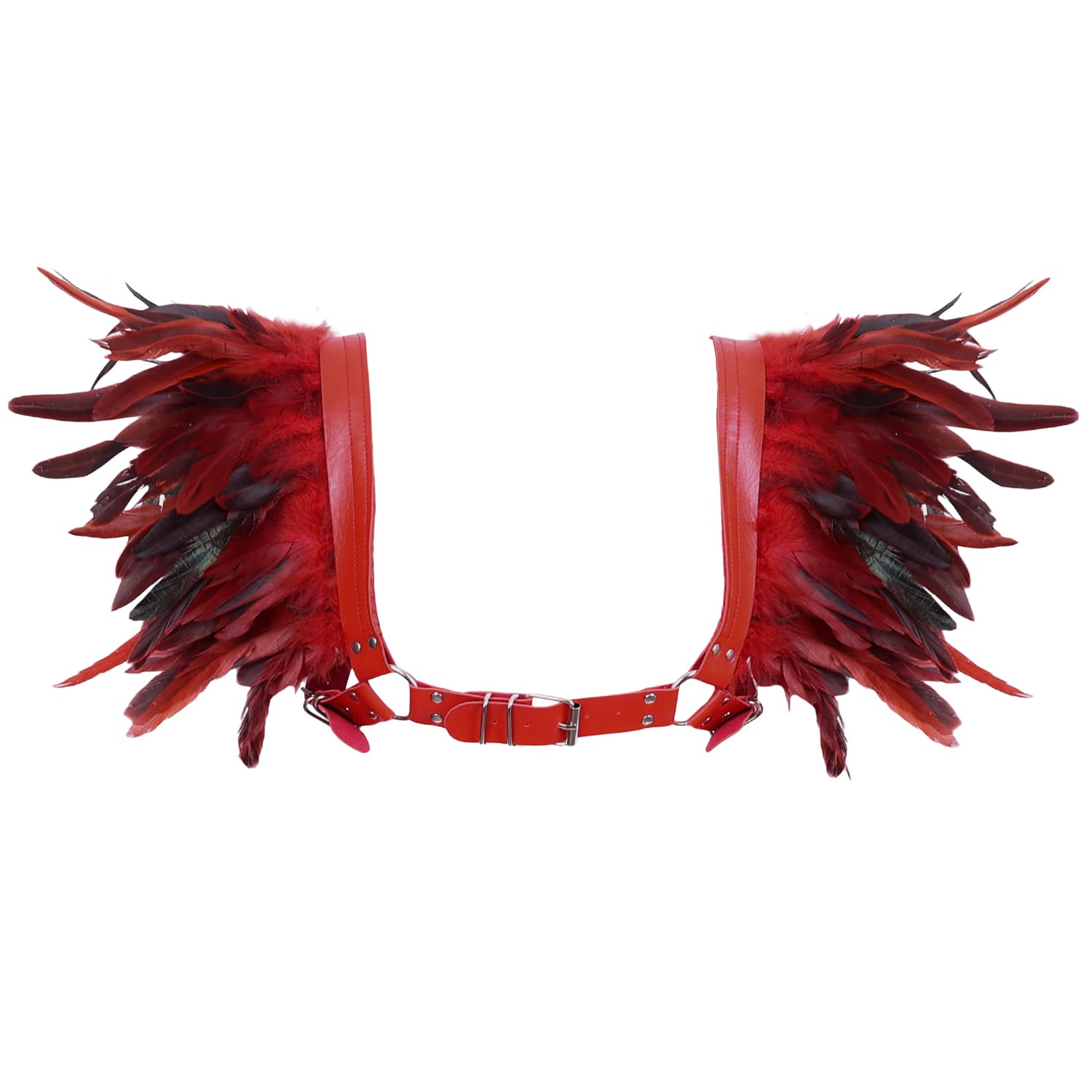 Damen Körper Harness Federn Leder BH Mode Punk Hollow Gothic Karneval Party Halloween Tanz BHS Zubehör