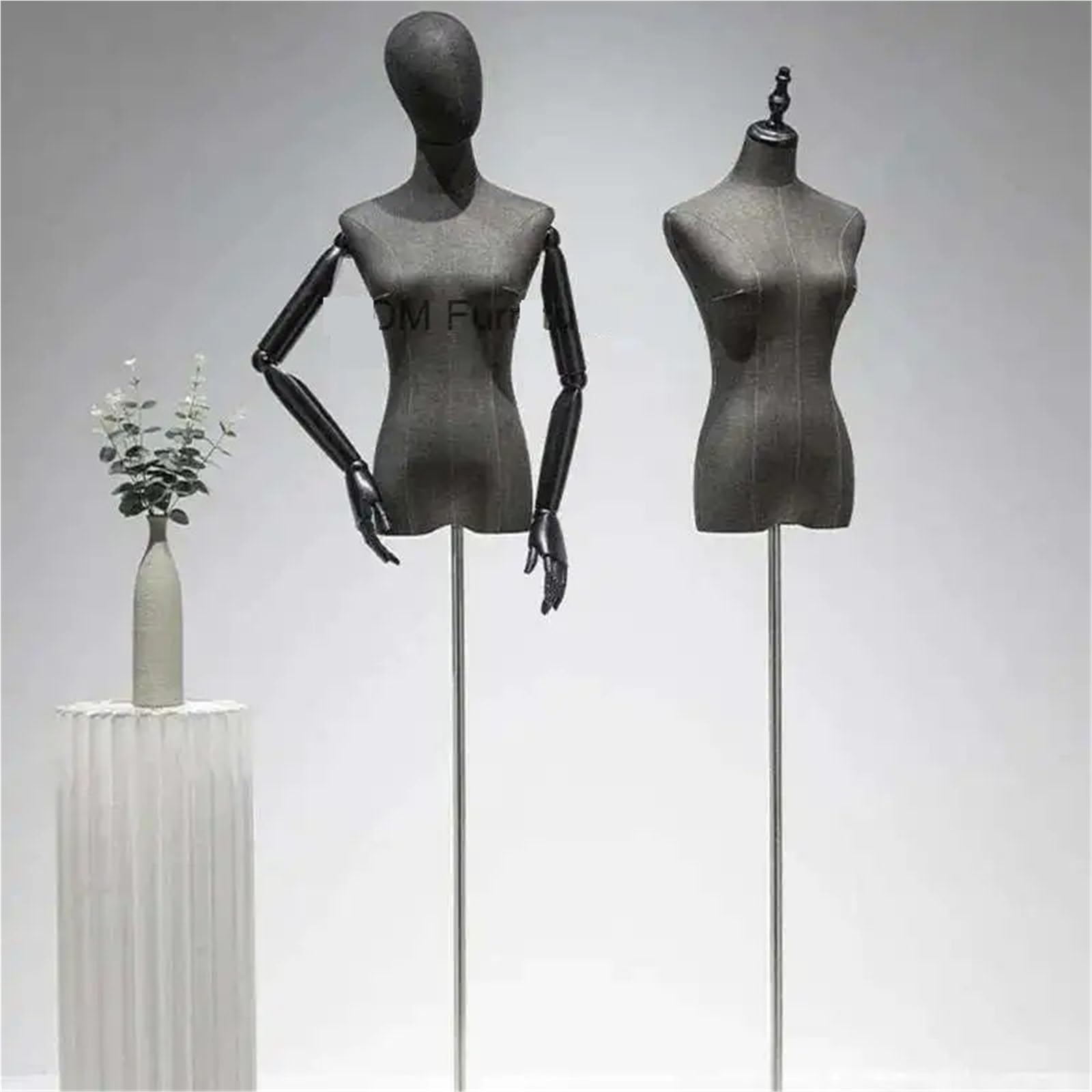 Manichino da Sarto Manichini da donna neri a mezza figura for abiti sposa, espositori for negozi di abbigliamento femminile(No Hand black square base)