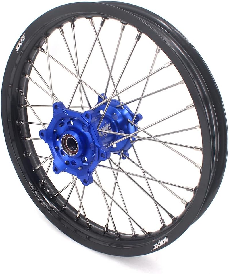 KKE 1.6x21''& 2.15x19'' Dirt Bike Motorcycle Wheels Rims Blue Hub Set Compatible with KAWASAKI KX250F 2006-2019 KX450F 2006-2018 KX125 KX250 2006-2007