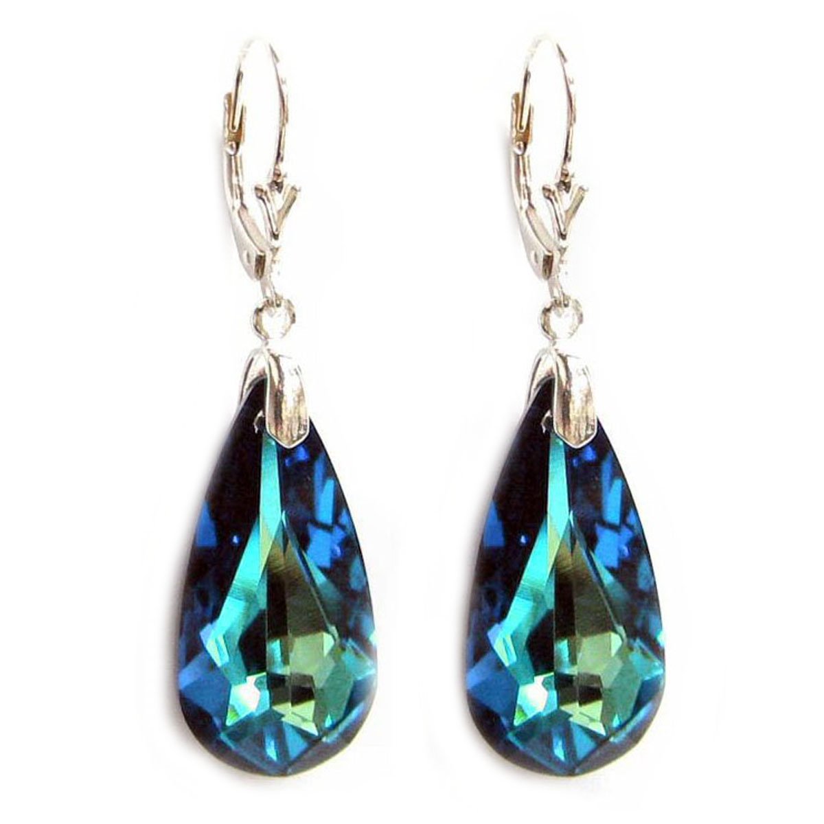 Sterling Silver Leverback Dangle Earrings made with Austrian Crystal