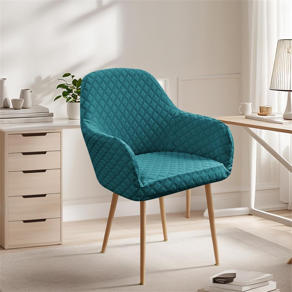 Dining Room Chairs with Armrest, High Elasticity Curved Back Chair Cover, Kitchen Chair Protector, for Home Living Office Decor,Coffee,2PCS