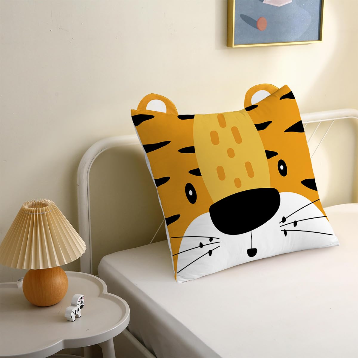MUSOLEI Biancheria da letto 135 x 200 cm, in microfibra 3D, per bambini, copripiumino con 1 federa 80 x 80 cm, regalo per cameretta dei bambini, letto singolo, leone con orecchie