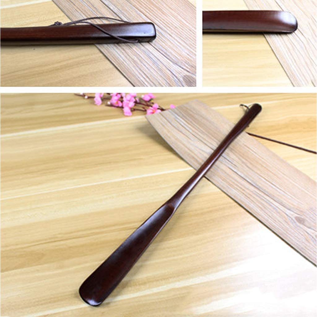 Calzador de madera con cuerda for colgar, ayuda for vestir botas y zapatillas, mango largo y corto.