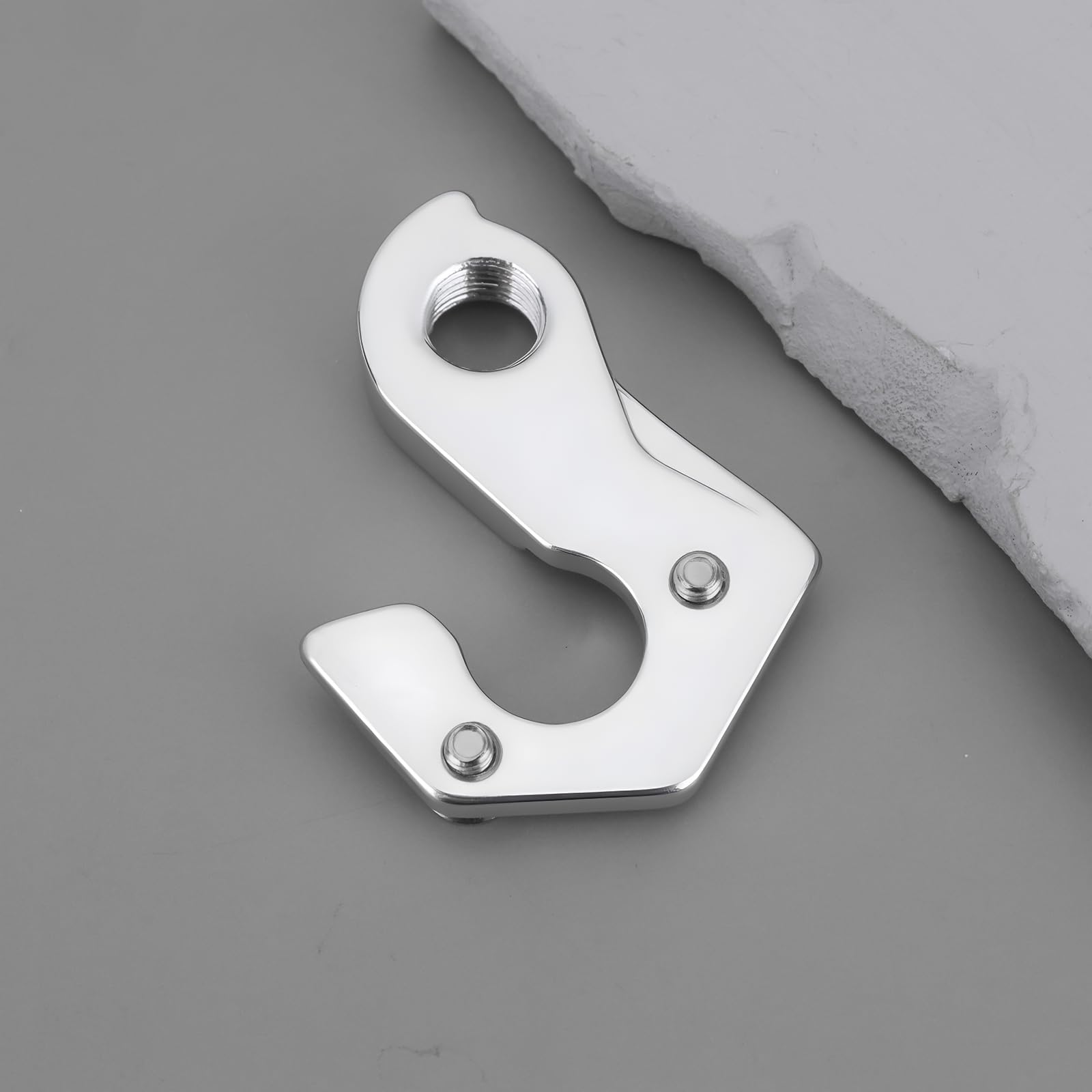 Patilla de Cambio Trasera Plateada para Bicicleta con Tornillos GH-063 de Aleación de Aluminio Compatible con Bicicletas Rockrider.