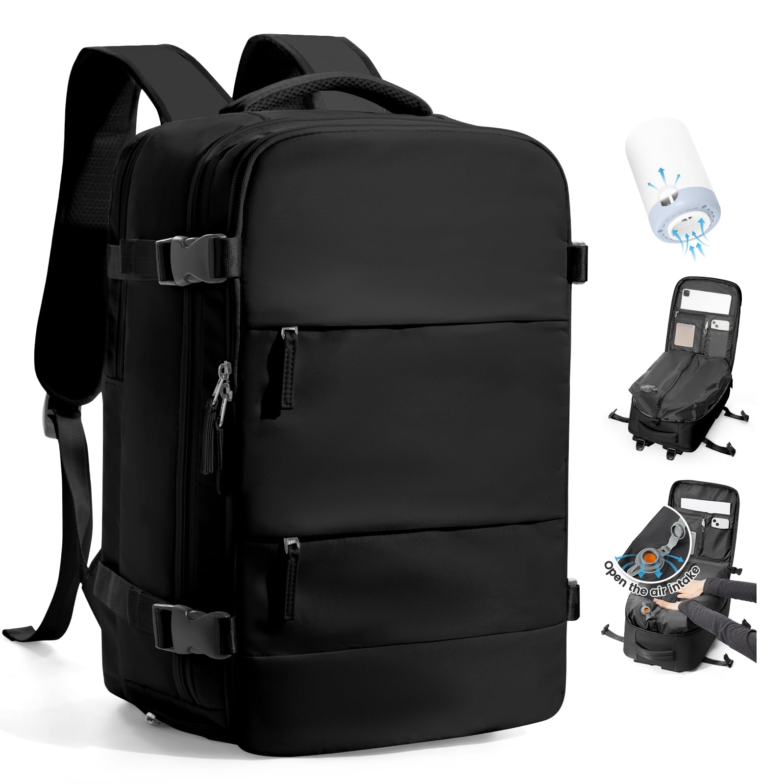 SZLX Zaino Ryanair 40x30x20 Sottovuoto con Pompa Zaino Ryanair 40x20x25 Donna Zaino da Viaggio Wizzair Bagaglio a Mano Uomo per Laptop da 14 Pollici Borse da Cabina 45x36x20 Easyjet con Porta Scarpe