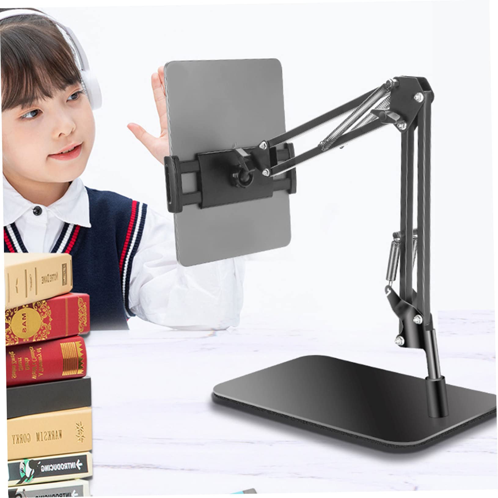 Soporte de Teléfono Ajustable para Escritorio Soporte Práctico para Móviles y Tablets Ergonómico Compatible con Dispositivos Móviles Color Negrono