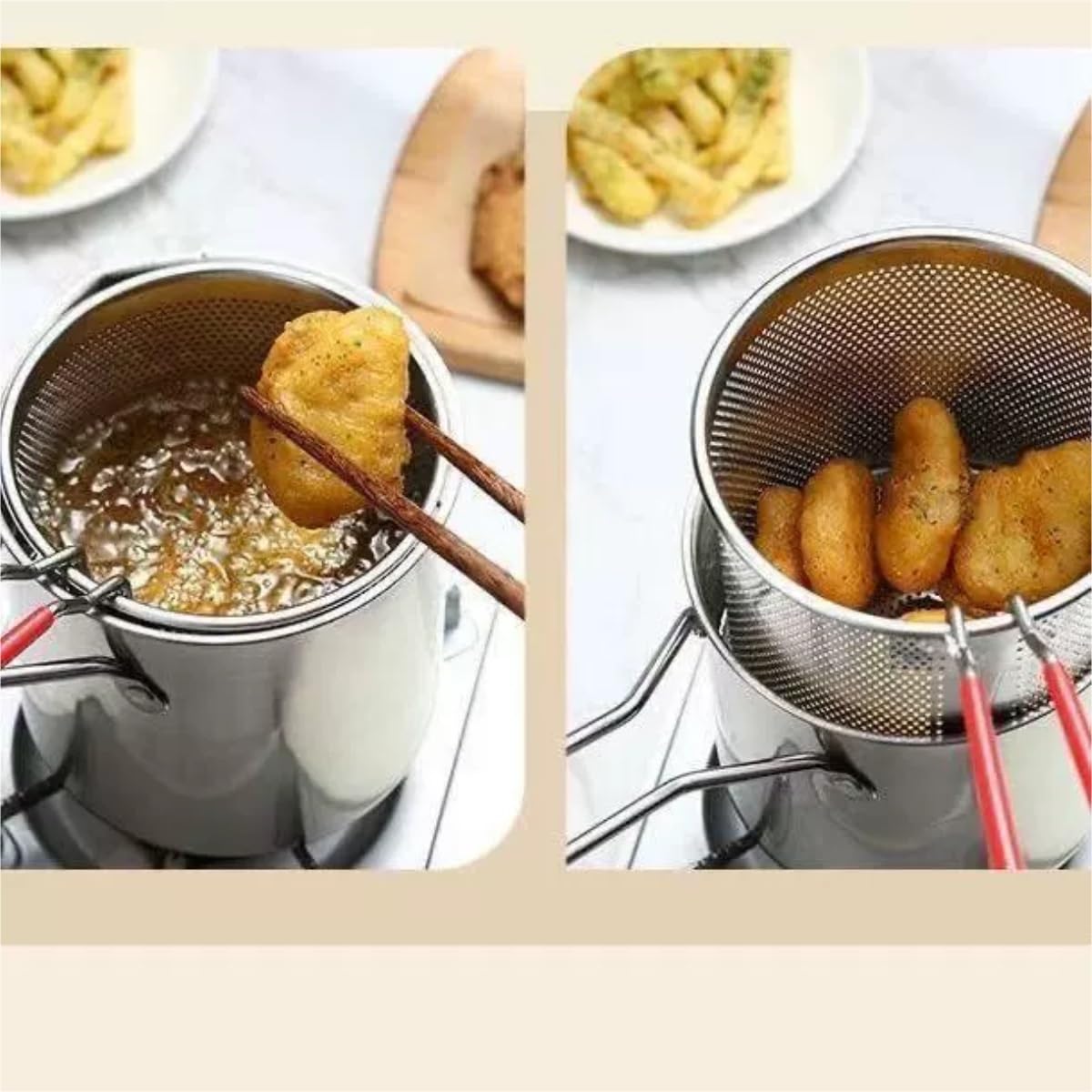 Koszyki Do Smażenia Wielofunkcyjny uchwyt do koszyka smażenia na głębokim tłuszczu ze stali nierdzewnej Koszyków Na Frytki