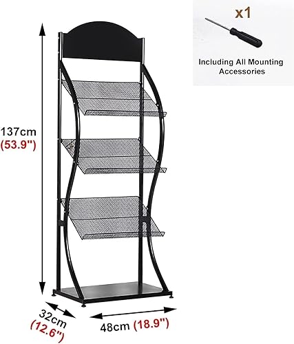 Miniatura 2 de Revistero Soportes de exhibición para tiendas, estante de espera para folletos de Pie, revistero, para escuelaBibliotecasala de exposiciónbanco,