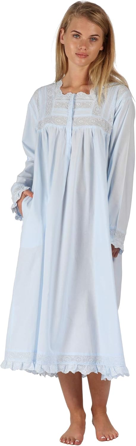 The 1 for U Womens Long Nightgowns - Nightgowns for Women, Henrietta 100% Cotton Gown