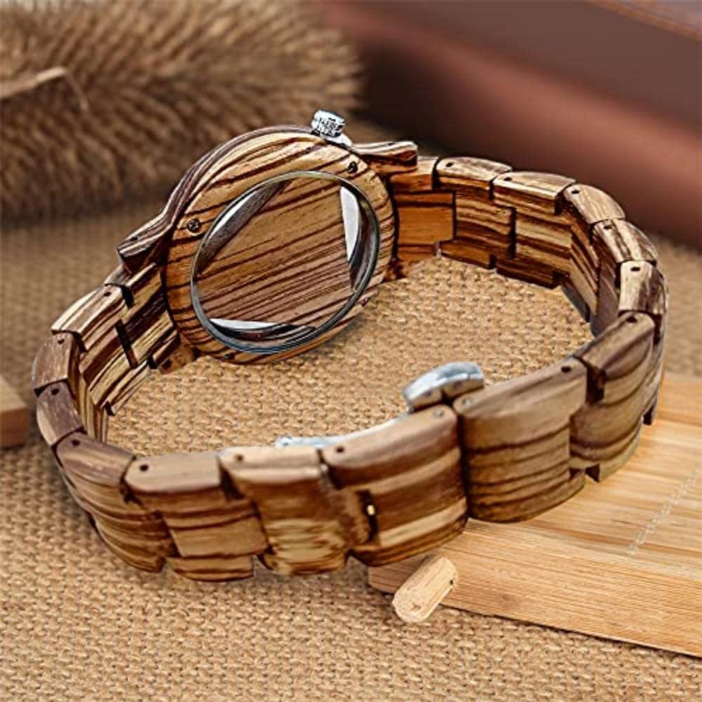 Tiong Reloj Madera Hombre Natural De Madera del Reloj Cuarzo Japonés Relojes Único Texturas Reloj de Madera Colorido Unisex…