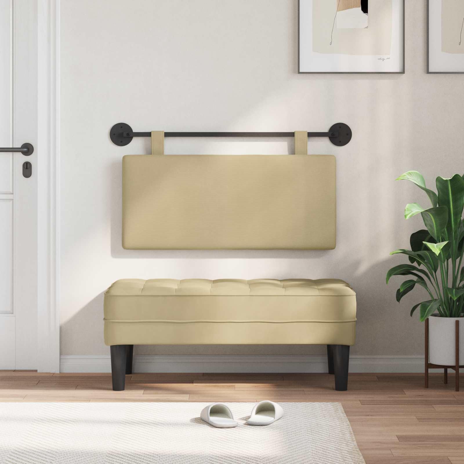 Cabecero colgante de pana montado en la pared, panel acolchado rectangular, composición de tela duradera, versátil como respaldo o cabecero de cama