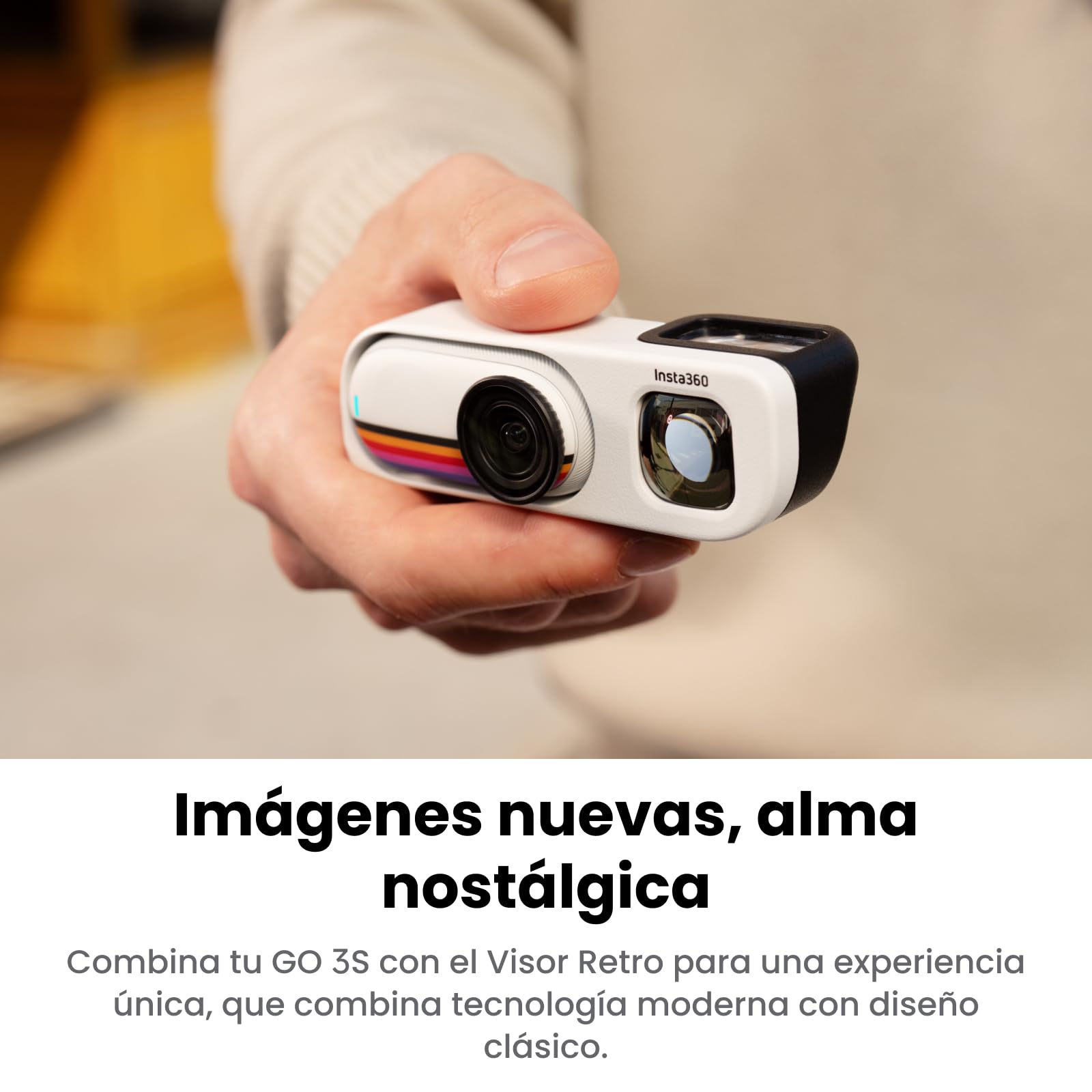 Insta360 GO 3S Paquete Retro Edición Especial 128GB Blanco - Cámara Vlog 4K pequeña, Cámara POV Manos Libres, Filtros Retro, 4K30fps, Batería Extra, portátil para imágenes cotidianas