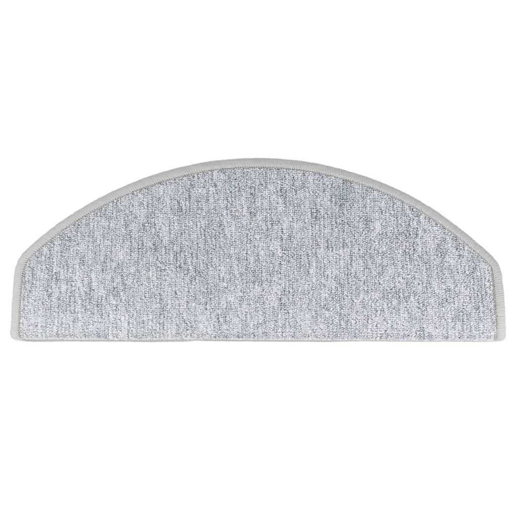 vidaXL 15x Tapis d'Escalier Tapis de Marche d'Escalier Protection d'Escalier Surface Antidérapante Intérieur Maison Gris Clair 65x24x4 cm