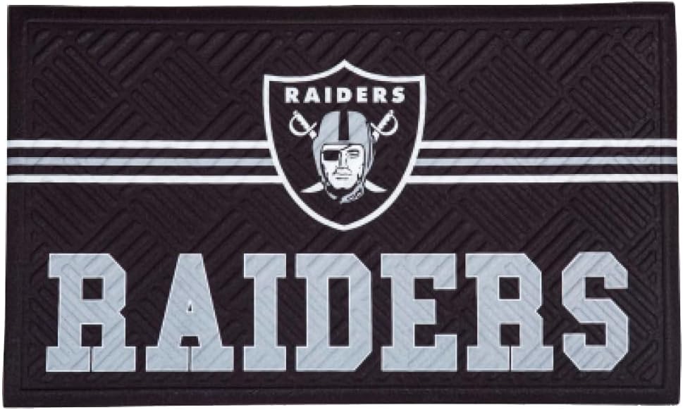 Team Sports America NFL Entrance Doormat | 28 x 16 Inches | Embossed Cross Hatch | Non - Slip Backing | Indoor and Outdoor Home Décor (Las Vegas Raiders)