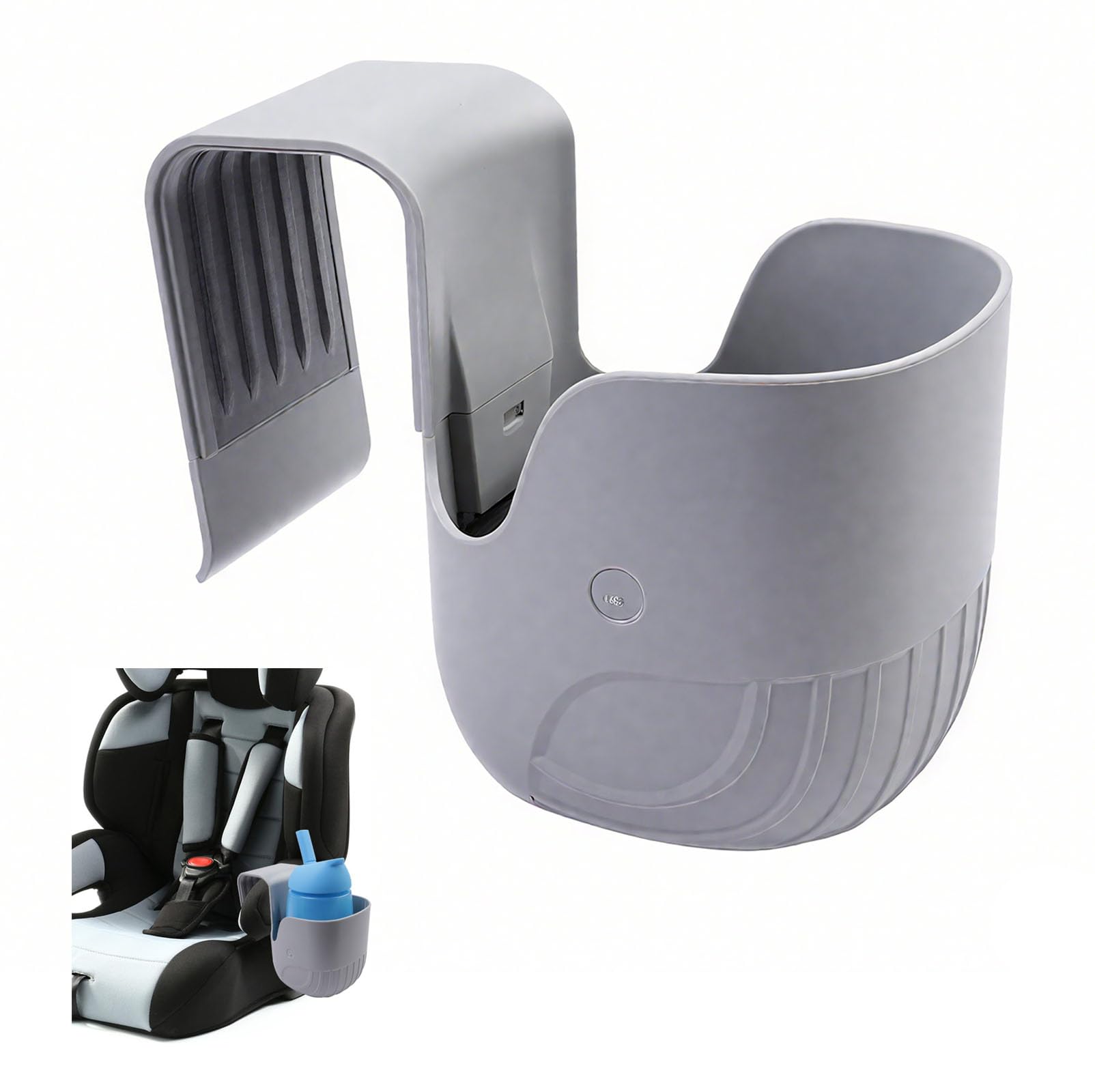 Portavasos Carrito Bebe Gris, Portabotellas Botellas Café Asiento Coche Plástico ABS, Accesorios Silla de Ruedas Instalar Fácil Compatible con Mayoría Sillas Coche y Cochecitos Baby