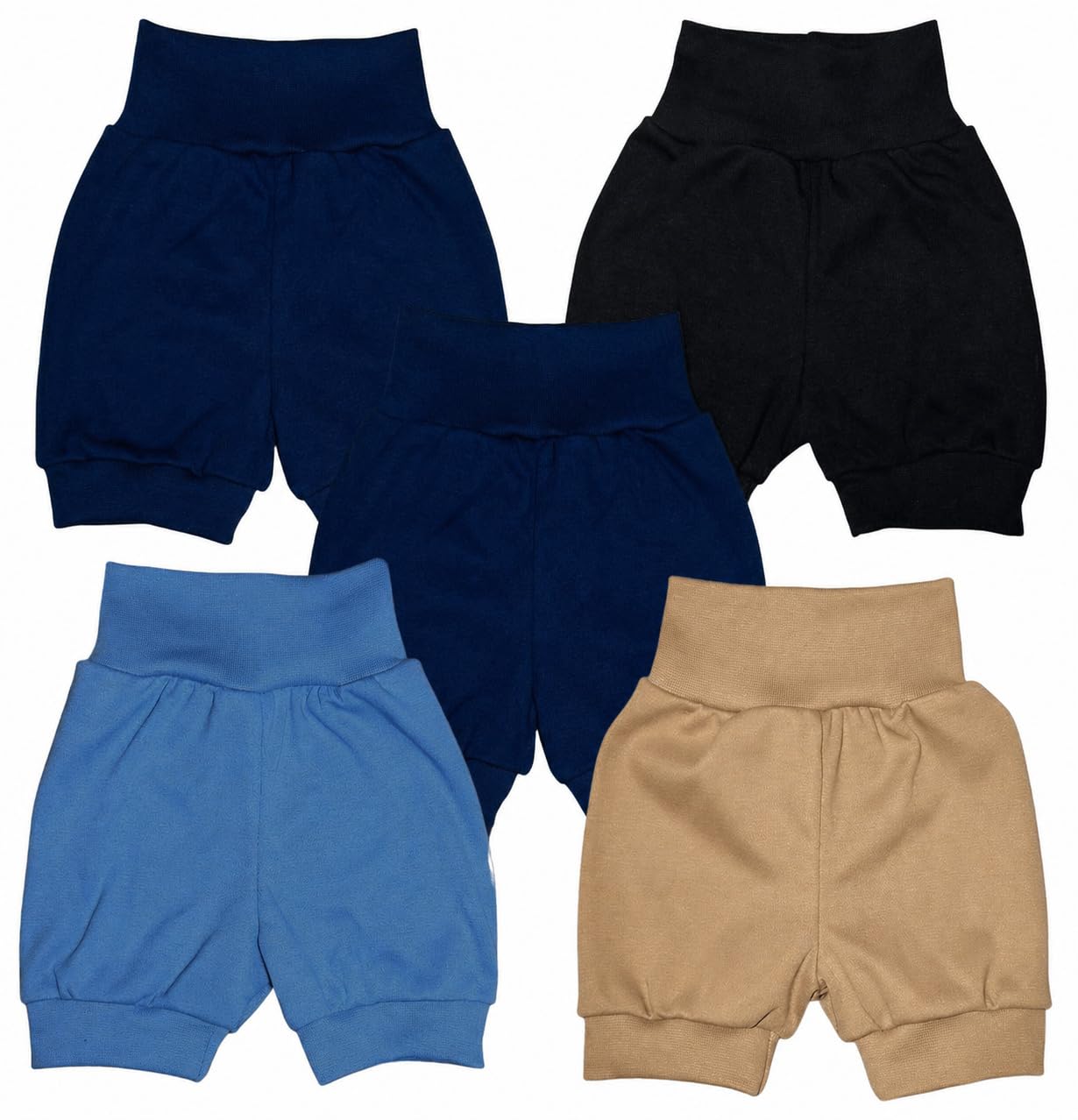 Baby Jungen Baumwolle Shorts Sommerhose Kurze Hose mit breitem Bund 5er Set
