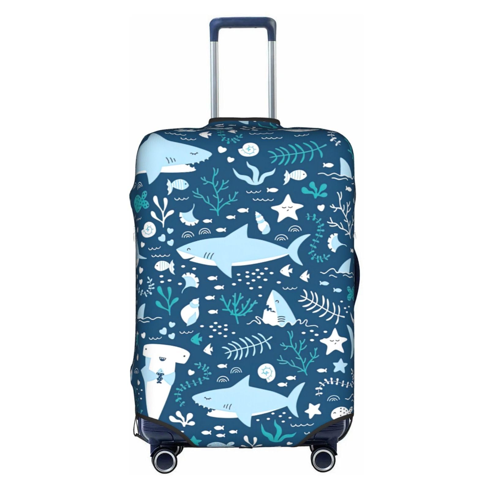 Housse de bagage poisson bleu blanc S en polyester lavable - 8