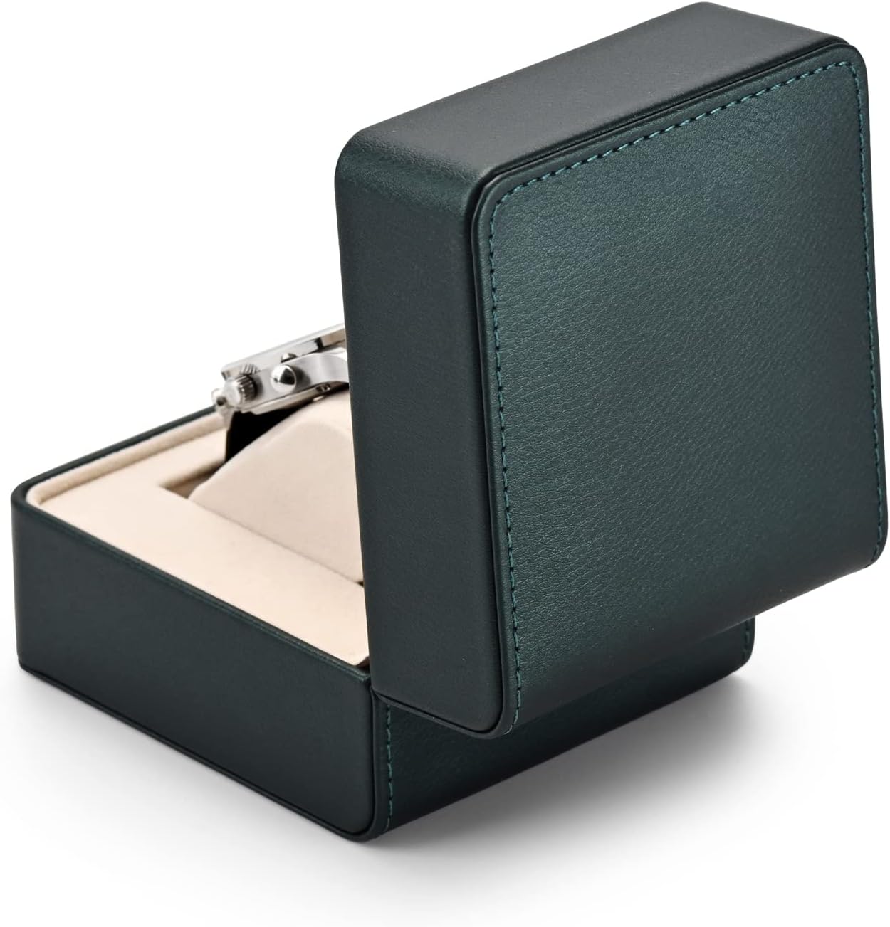 Green Premium PU Leather Watch Gift Box Single Watch Storage Case with Removable Pillow Wristwatch Box(Green)