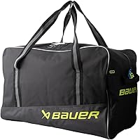 Bauer Hockey Core Carry Bag '24 Junior/Medium Black/Neon - Spacious 32x18x16 Gear Bag for Young Players