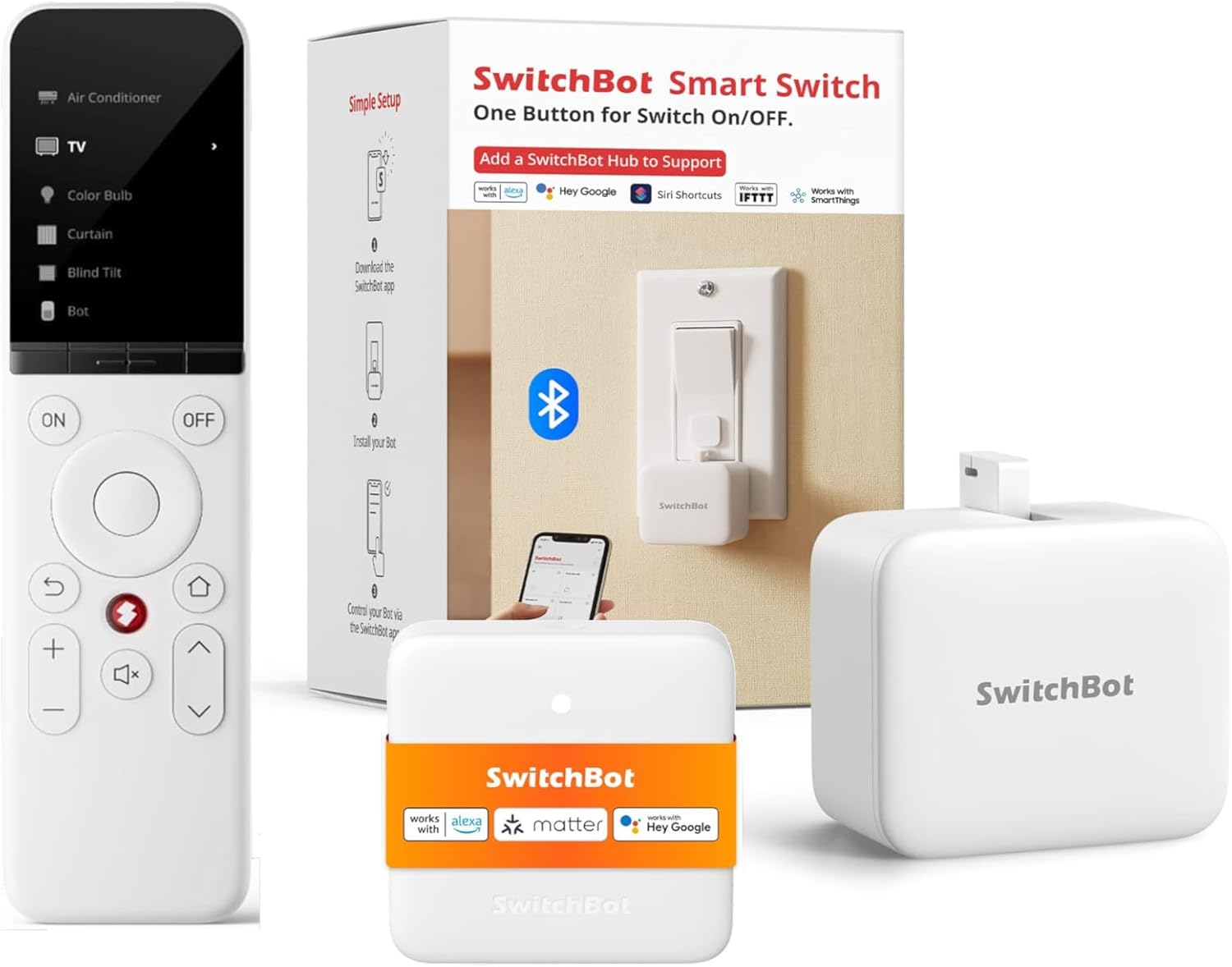 SwitchBot Universal Remote Control with Hub Mini Matter Enabled with Bot, Control 25 IR/Bluetooth Devices and 10 Scenes, Compatible with TV/AC/SwitchBot BLE Devices