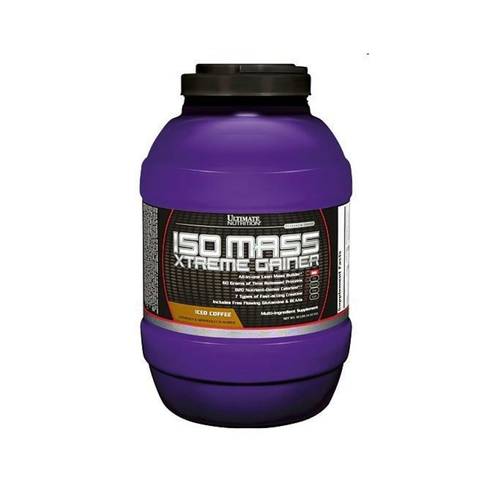 Ultimate Nutrition ISO Mass Xtreme Gainer, Isolate Protein Powder with Creatine - Weight Gain Serious Lean Muscle Mass with 60 Grams of Protein, Iced Coffee, 30 Servings