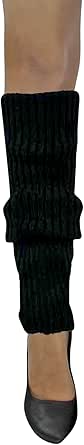 All Black Plain Thick Knit Slouchy Leg Warmers