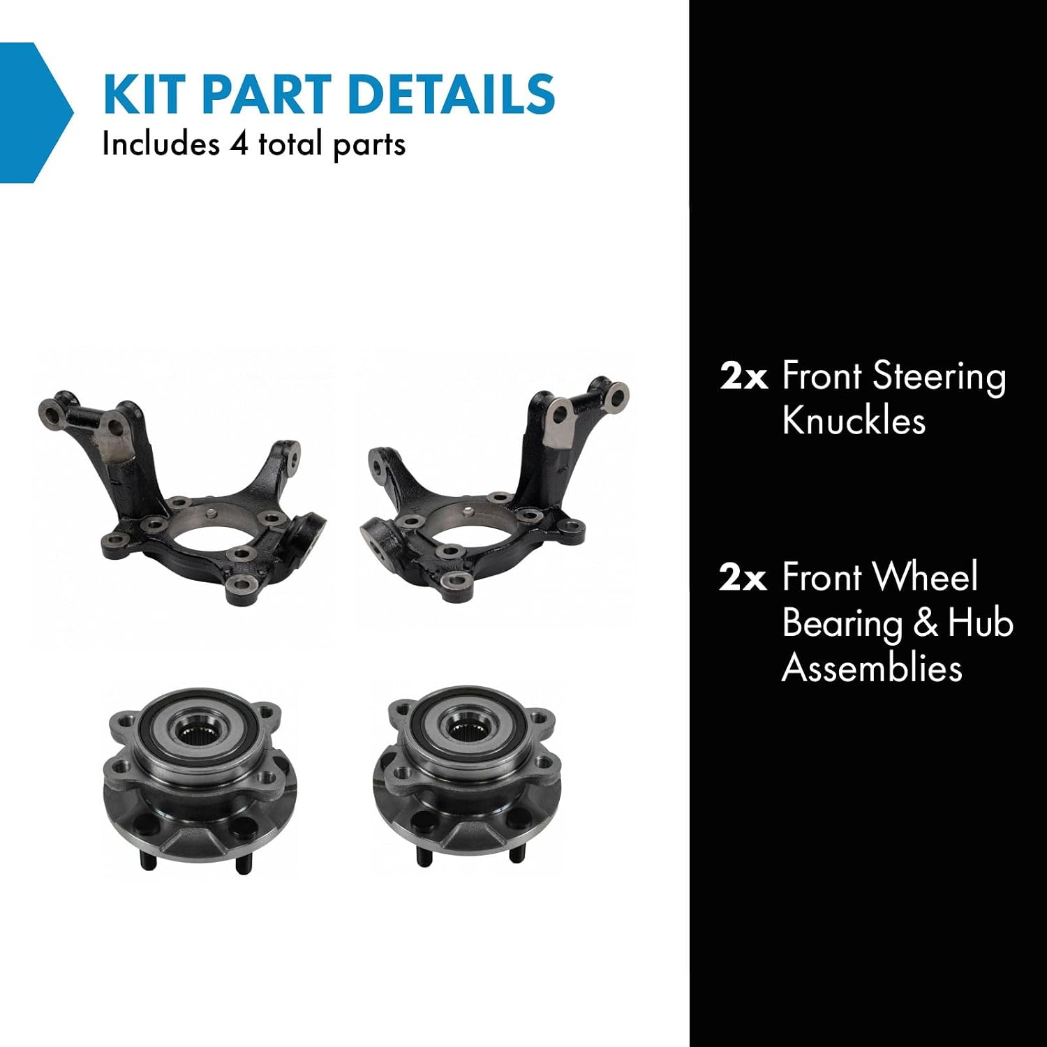 TRQ Steering Knuckle Wheel Hub Bearing Assembly Set Compatible with Scion tC Toyota RAV4