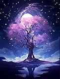 DIY Diamond Painting Kit, Árbol Gigante Bajo El Cielo Estrellado,N,30*40cm Diamond Painting Stitch, 5D Puzzle Stitch Diamante Kit para Principiantes, Dibujos con Diamantes, Pintar con Diamantes Decor