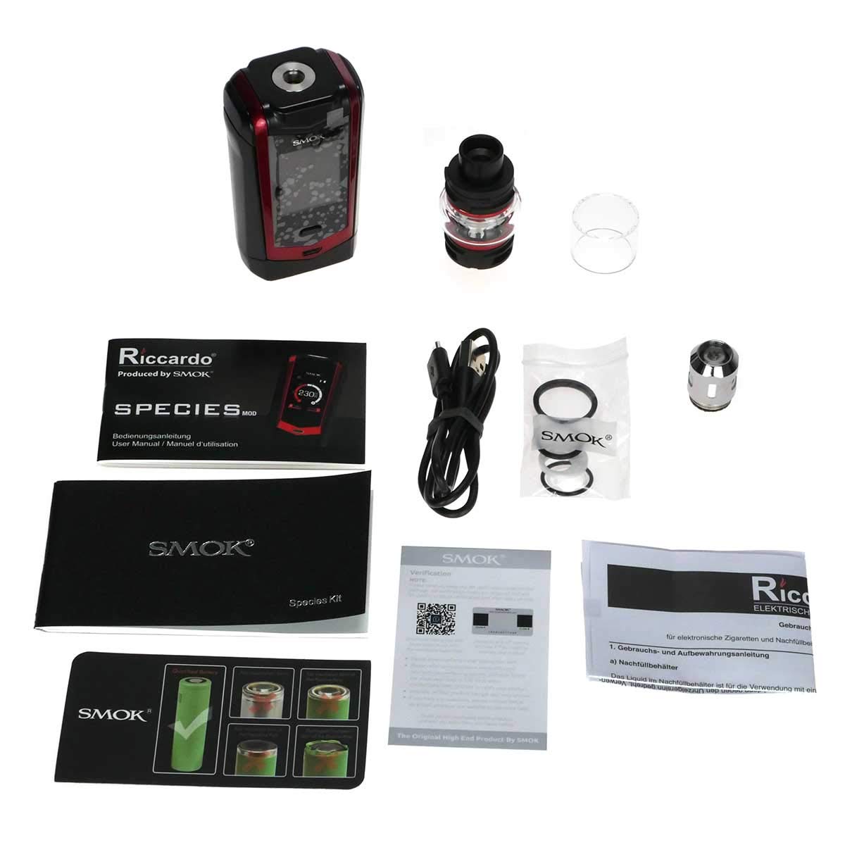 SMOK Species Kit, TFV Mini V2 Tank, 230 W, 5,0 ml, cigarette lectronique,  couleur noir/rouge, sans nicotine : Amazon.fr: High-Tech